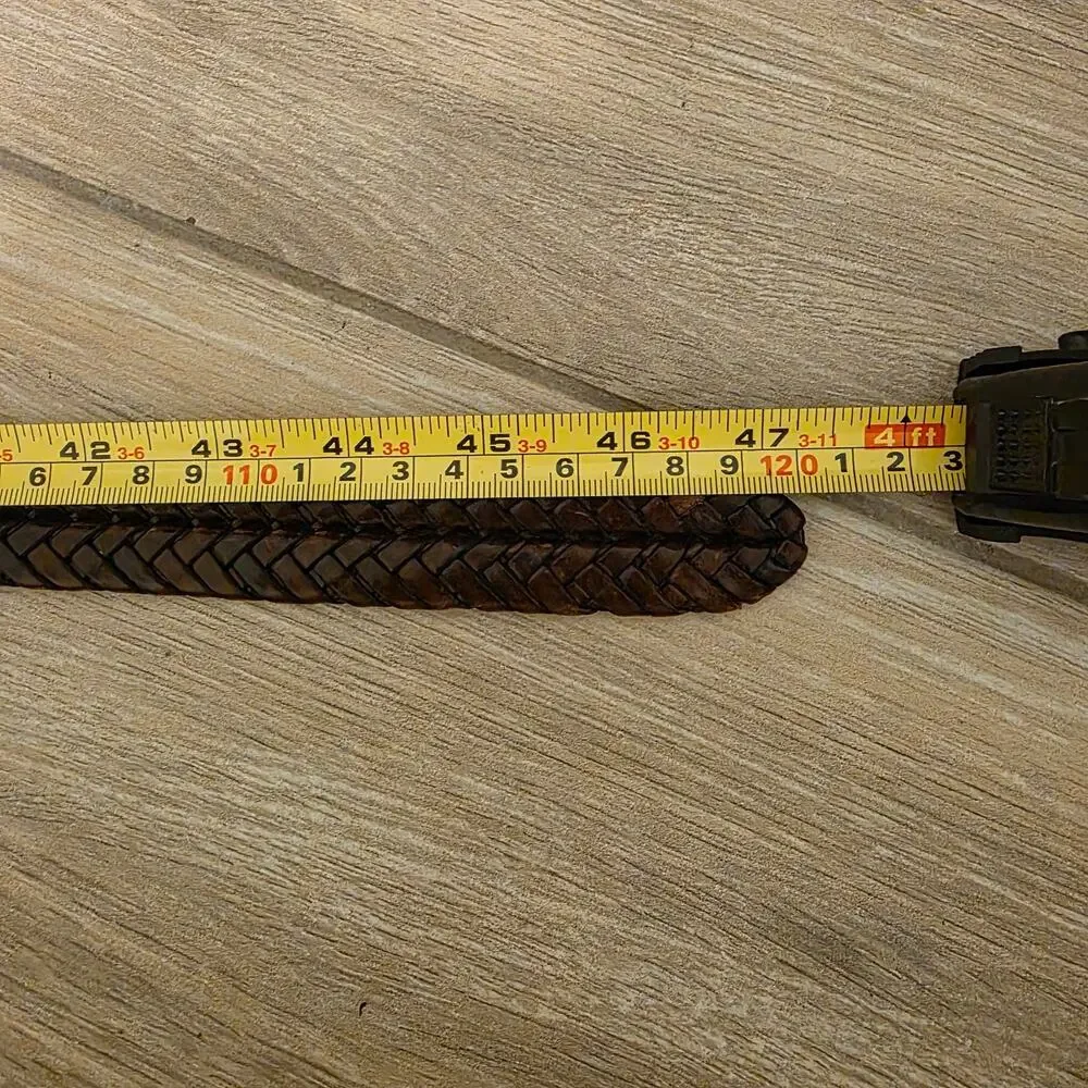 Brighton Braided Leather Belt Men's 42 Brown Brass Buckle Woven Western Casual